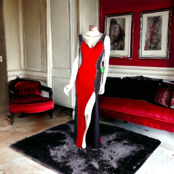 madison james Dresses & Skirts - EXCLUSIVE Madison James PROM Cool Collection Red/BLK Embellished Gown Size 4
